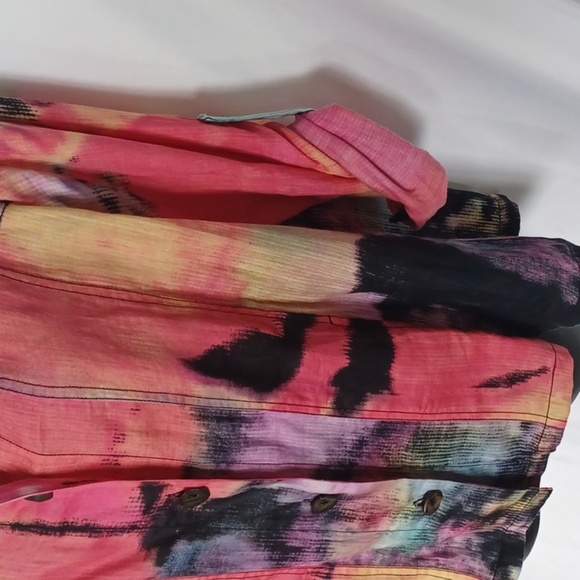 PARSLEY & Sage Watercolor Multicolor Button Down Size L, roll sleeves, cotton - Picture 4 of 7